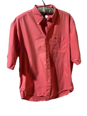 Tommy Hilfiger Coral Button-Down Short Sleeve Shirt SZ Lg